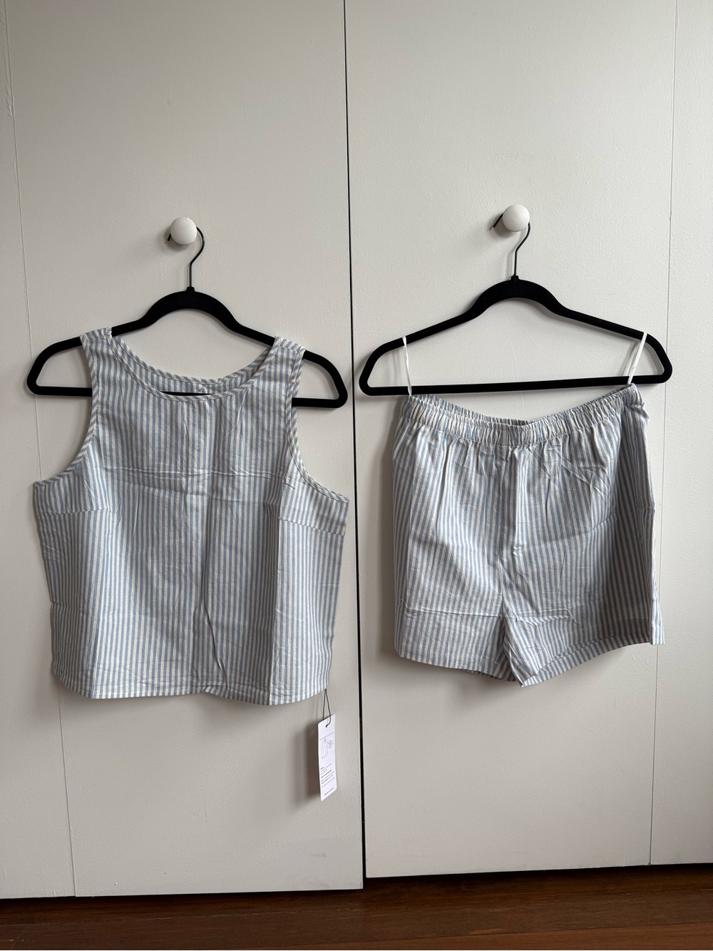NWT Blue Striped Two-Piece Top & Shorts Matching Set Sz M